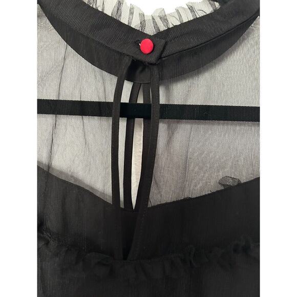 ModCloth Dress Womens Size L Black Sleeveless Tulle Embroidered Roses Mesh Midi - Picture 8 of 15